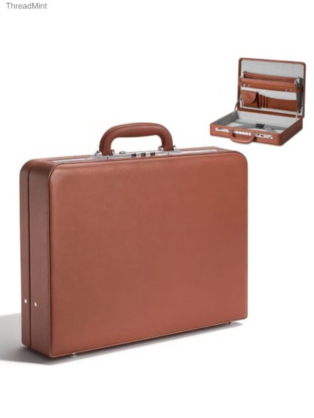 Anti-Theft Briefcase Faux Leather 16 In Laptop Lockable Business Bag